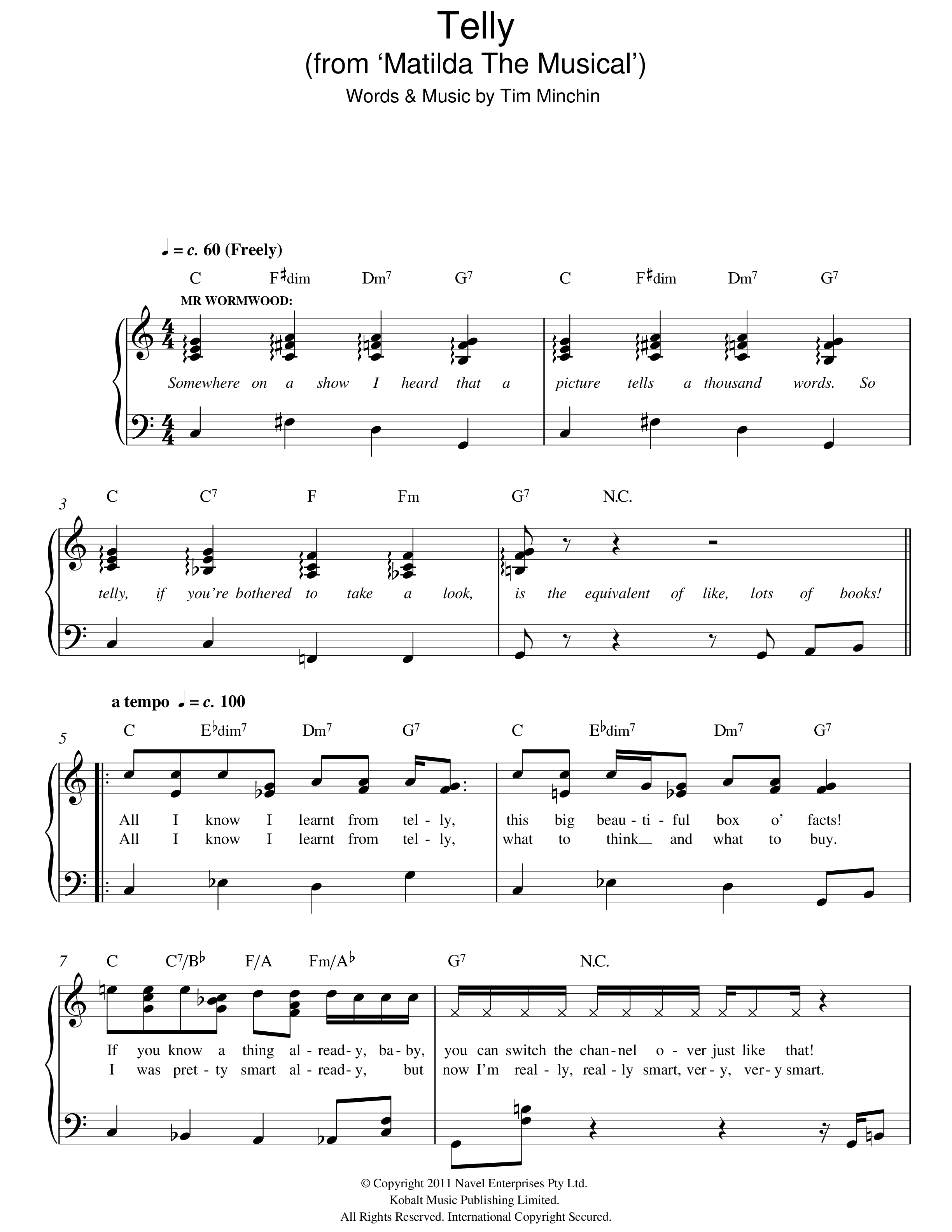 Play Official version of Telly sheet music by Tim Minchin for Piano | MuseScore.com