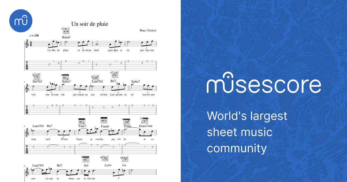 Un soir de pluie Sheet music for Guitar (Solo) | Musescore.com