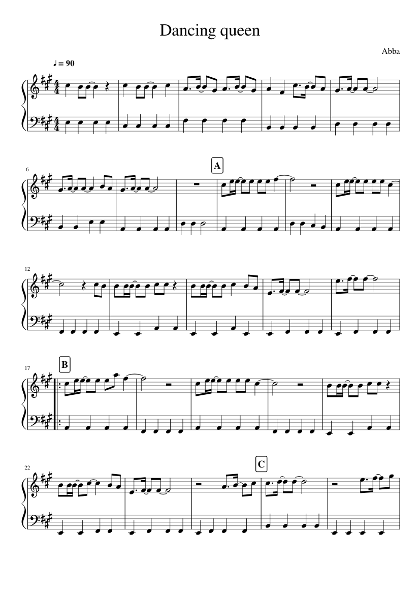 Dancing Queen Sheet music for Piano (Solo) Easy | Musescore.com
