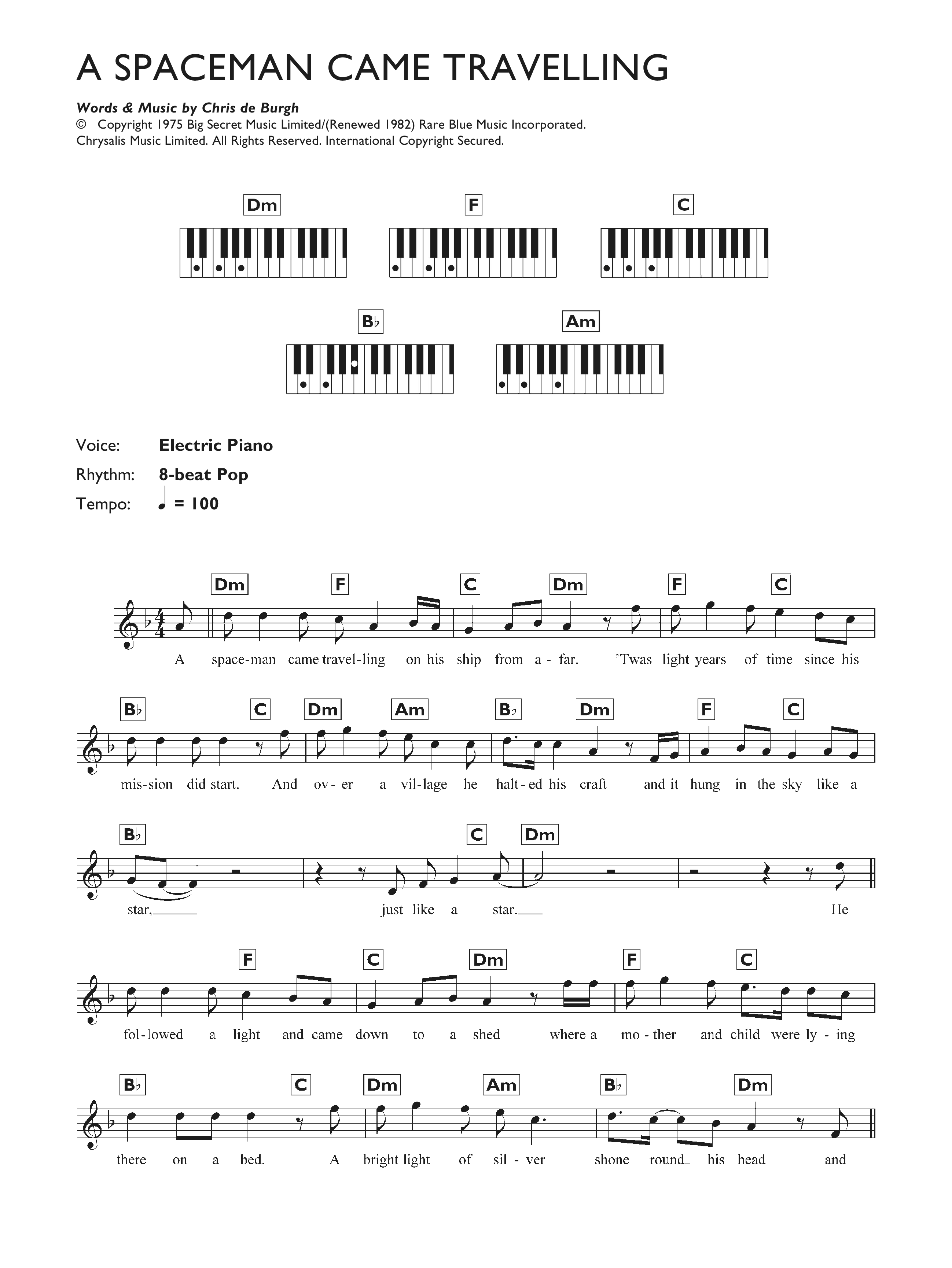 Spaceman Fitz Notes Play Official version of A spaceman came travelling Sheet Music by ...