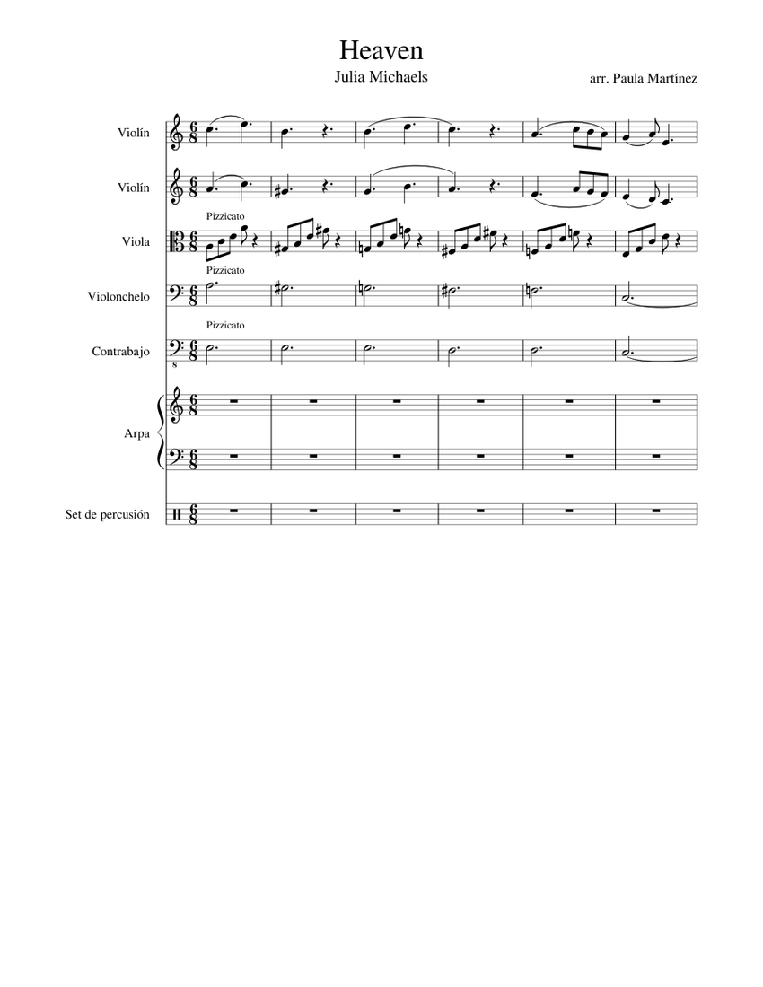 Heaven-Julia Michaels Sheet music for Contrabass, Violin, Viola, Cello &  more instruments (Mixed Ensemble) | Musescore.com