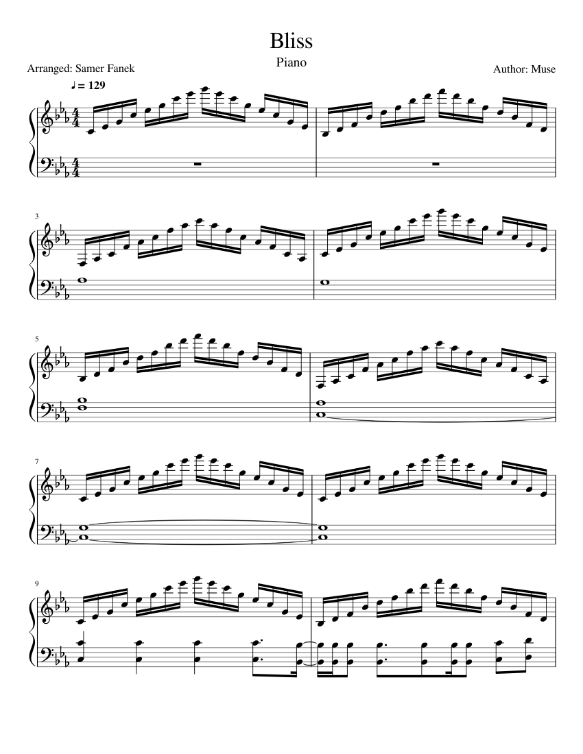 Bliss - Muse (Piano Solo) Sheet music for Piano (Solo) | Musescore.com