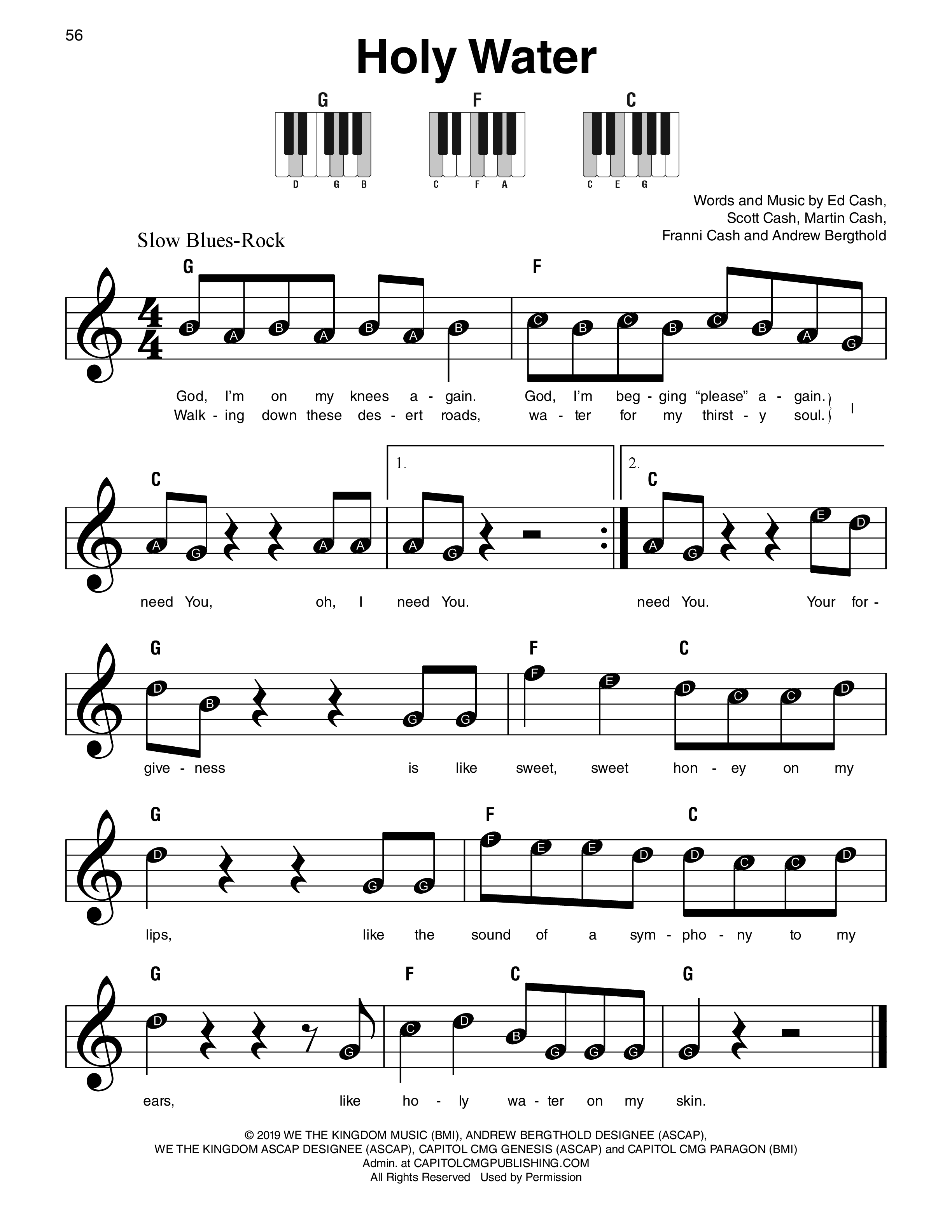 Play Official version of Holy water Sheet Music by We the Kingdom