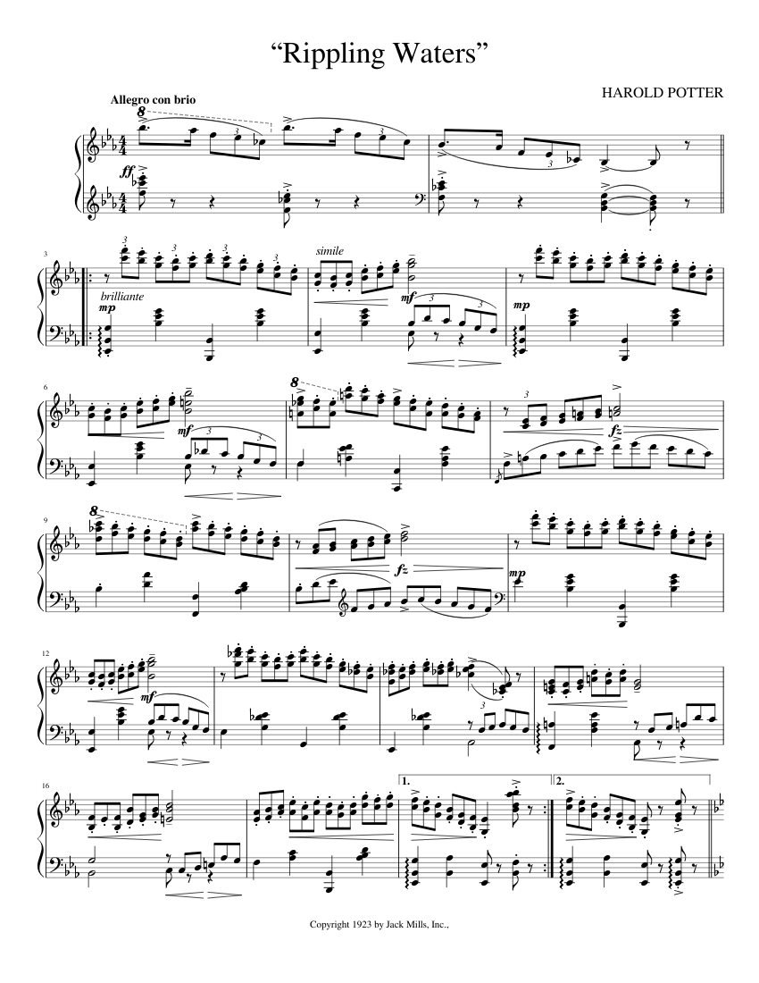 Rippling Waters (1923) Sheet music for Piano (Solo) | Musescore.com