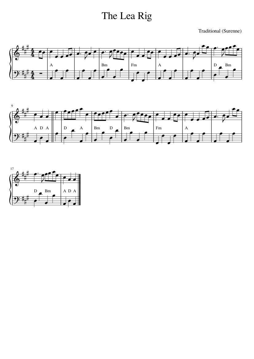 14 18 Lean Rig The lea rig – Robert Burns The Lea Rig Sheet Music for Accordion (Solo ...