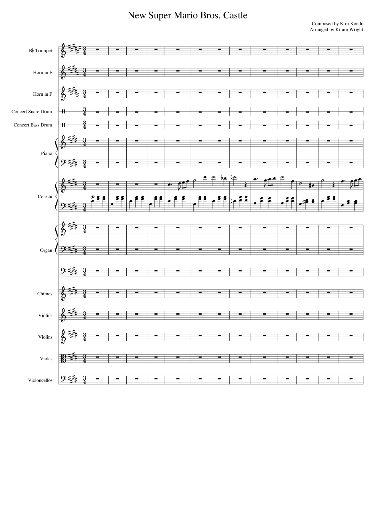 New Super Mario Bros Castle Theme Sheet music for Piano, Organ, Celesta ...