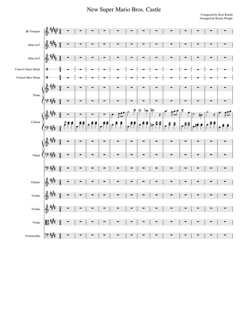 New Super Mario Bros Castle Theme Sheet music for Piano, Organ, Celesta ...