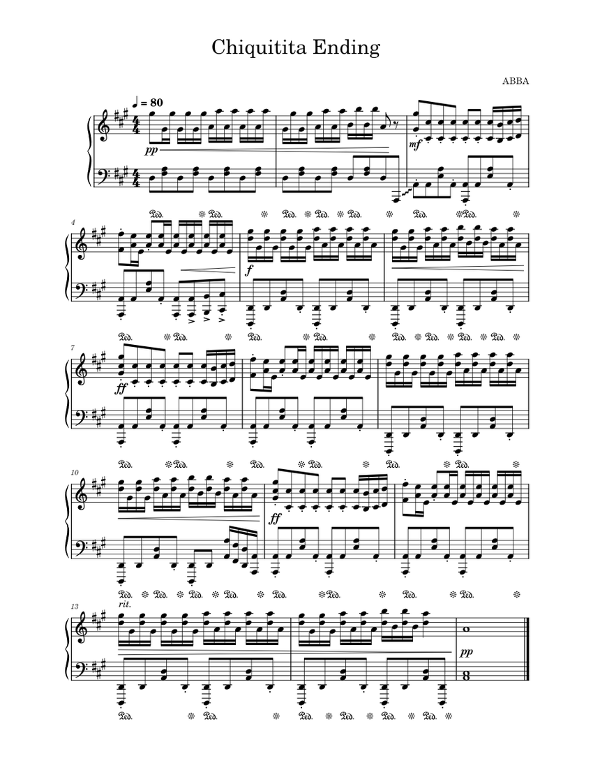 Chiquitita – ABBA Sheet music for Piano (Solo) | Musescore.com