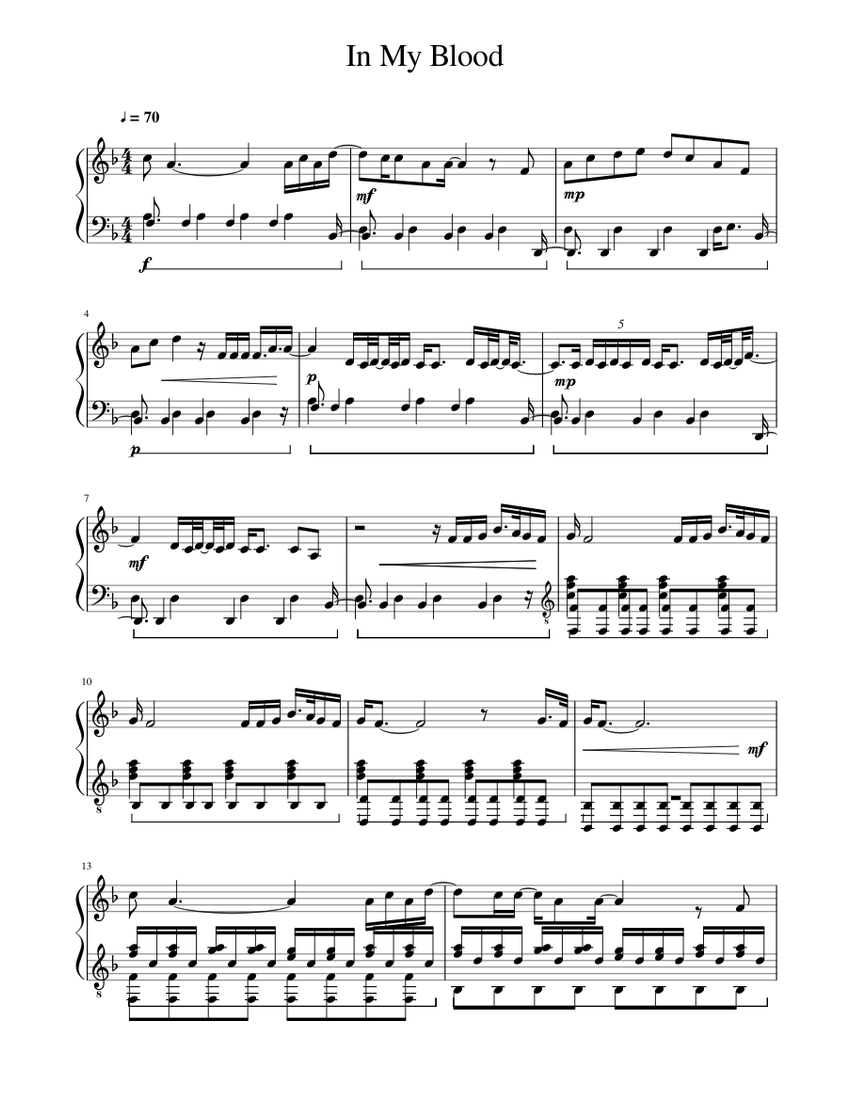 In My Blood Sheet music for Piano (Solo) | Musescore.com