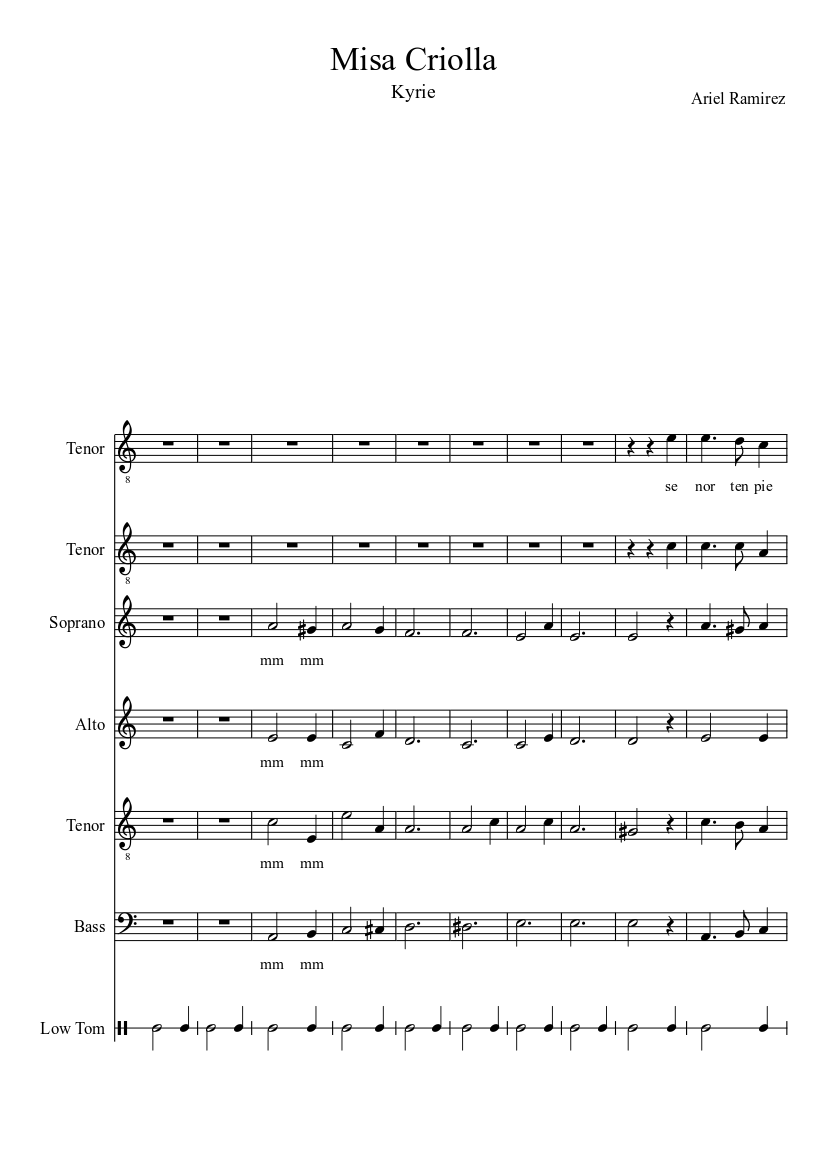Misa Criolla - Kyrie Sheet music for Bass guitar (Solo) | Musescore.com