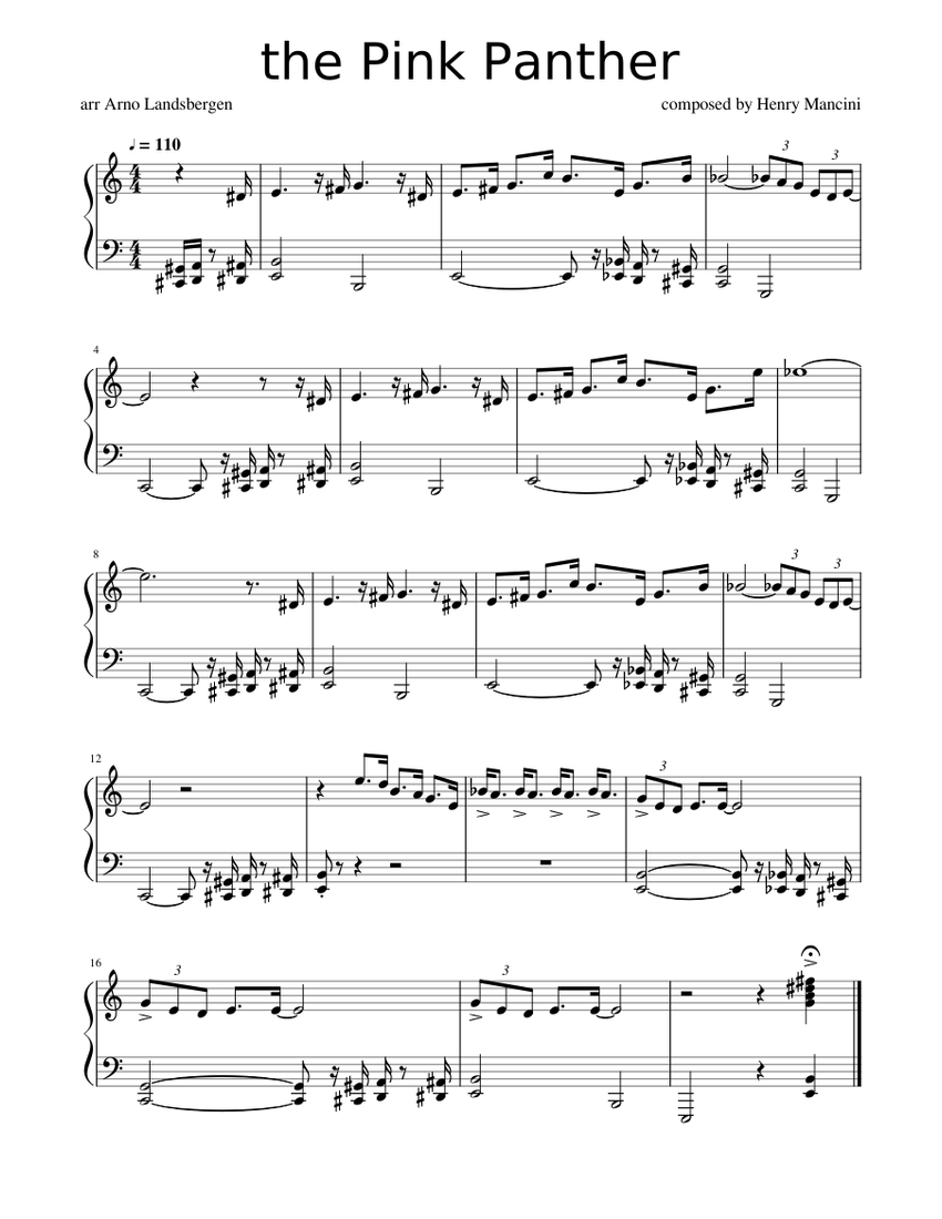 the Pink Panther theme Sheet music for Piano (Solo) | Musescore.com