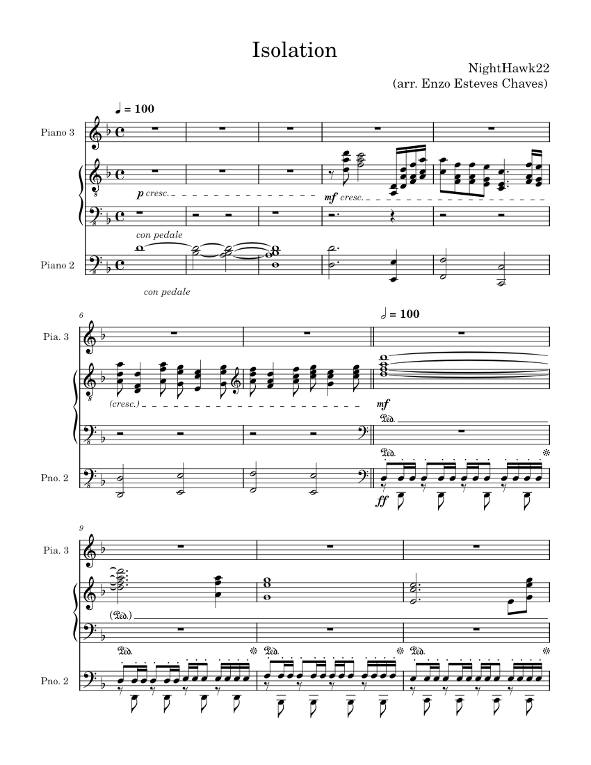 Isolation Music Notes Isolation – NightHawk22 Sheet Music for Piano (Mixed Trio) | MuseScore.com