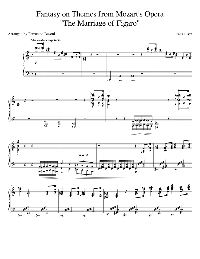 Liszt Fantasy on Themes from Mozart's Opera The Marriage of Figaro