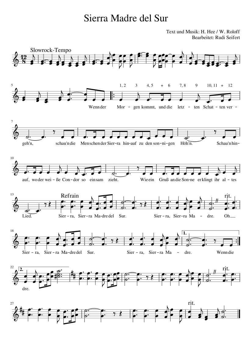 Sierra Madre Del Sur Sheet Music For Piano (Solo) Easy | Musescore.com