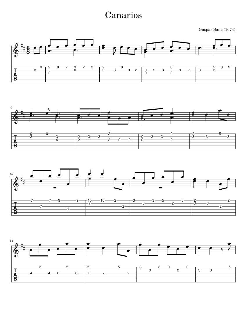 Canarios Sheet music for Guitar (Solo) | Musescore.com