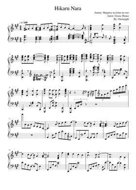 ☆ anime-Shigatsu Wa Kimi No Uso - Hikaru Nara Sheet Music pdf