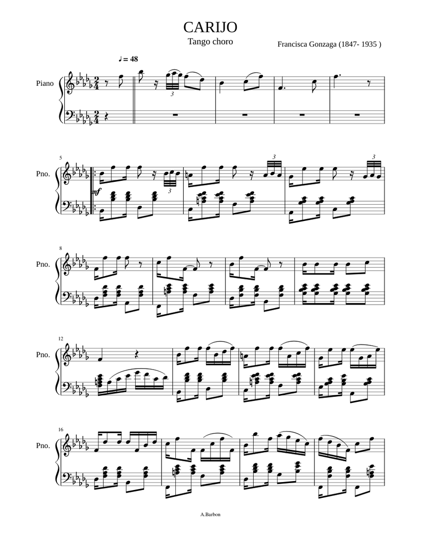 CARIJO Sheet music for Piano (Solo) | Musescore.com