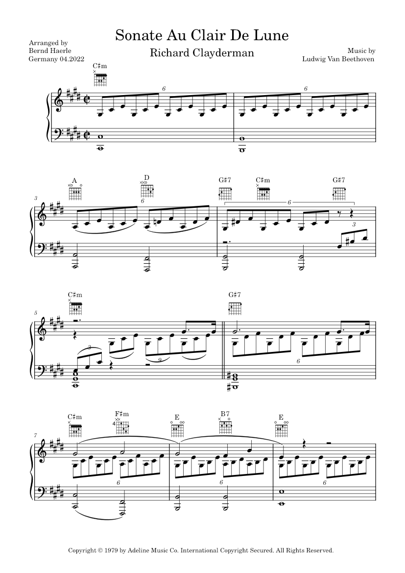 Sonate au clair de lune – Richard Clayderman - piano tutorial