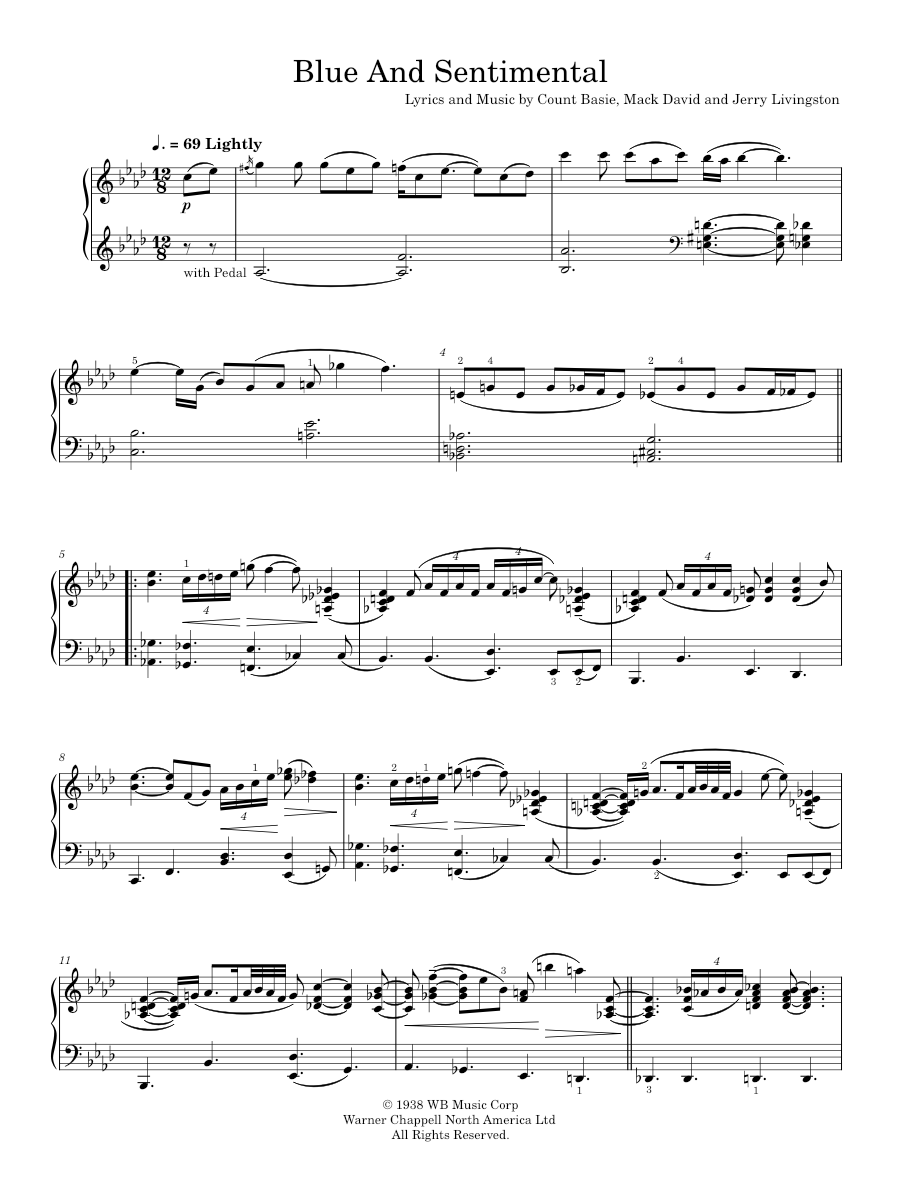 Blue And Sentimental Sheet music for Piano by Oscar Peterson Trio