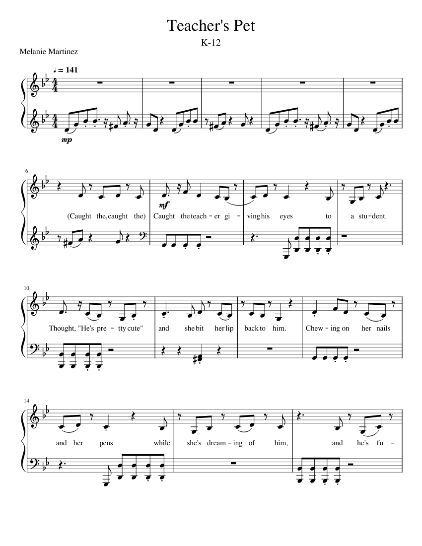 Teacher's Pet by Melanie Martinez Sheet music for Piano (Solo ...
