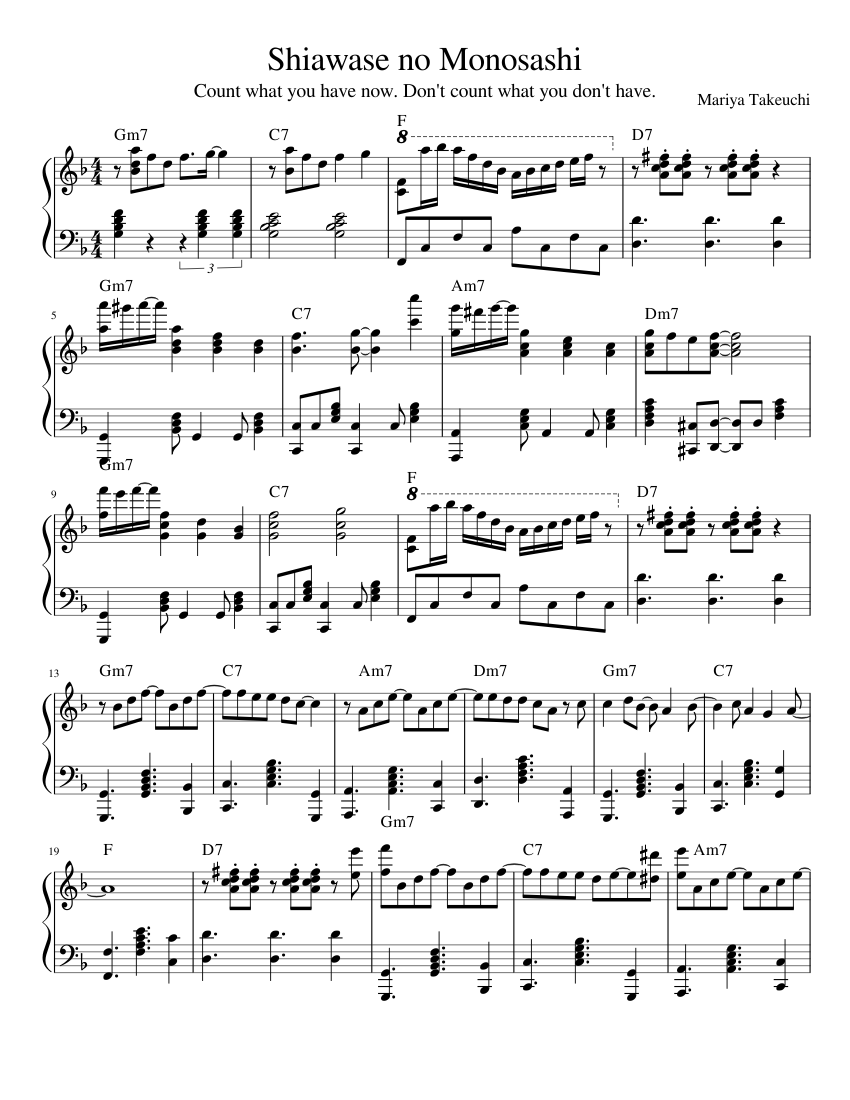 Finished Version Shiawase No Monosashi Sheet Music For Piano Solo Musescore Com Please make more with vantage! monosashi sheet music