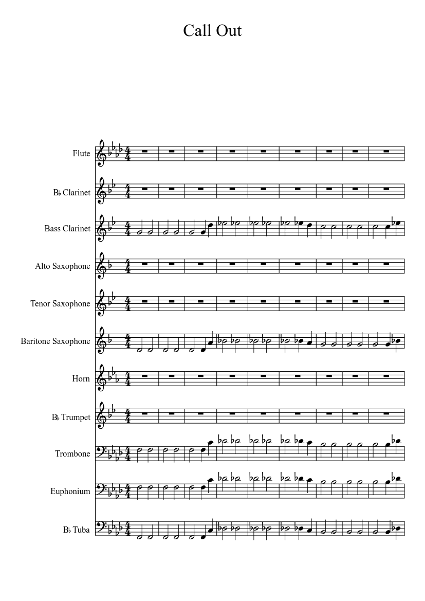 Call Out Sheet Music for Trombone, Tuba, Flute, Clarinet other & more ...