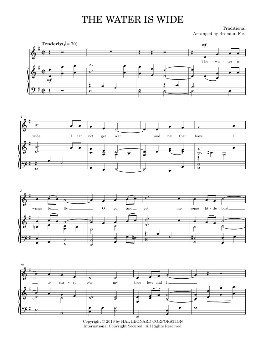 Play Official version of The water is wide Sheet Music