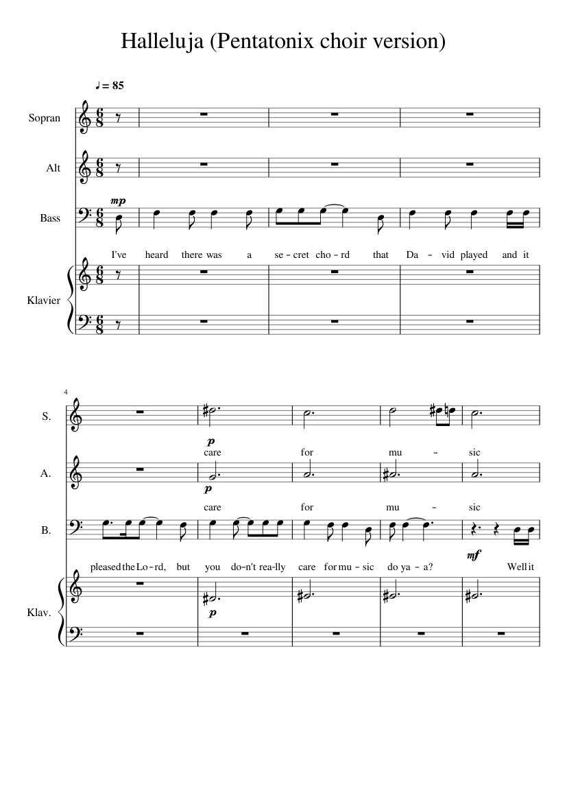 Halleluja Choir Version Sheet music for Piano, Soprano, Alto, Bass