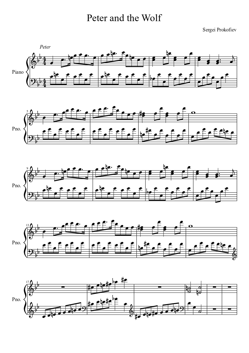 Prokofiev: Peter and the Wolf Sheet music for Piano (Solo) | Musescore.com