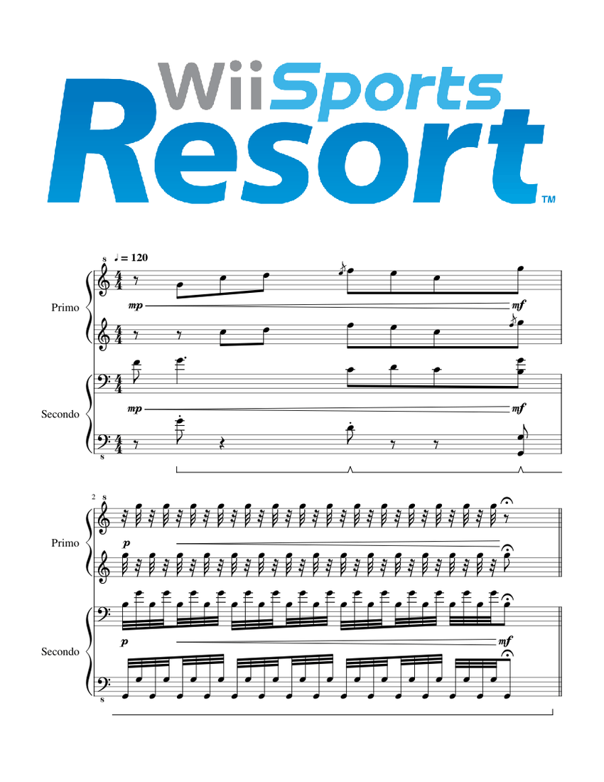 Wii Sports Resort Sheet music for Piano (Piano Duo) | Musescore.com
