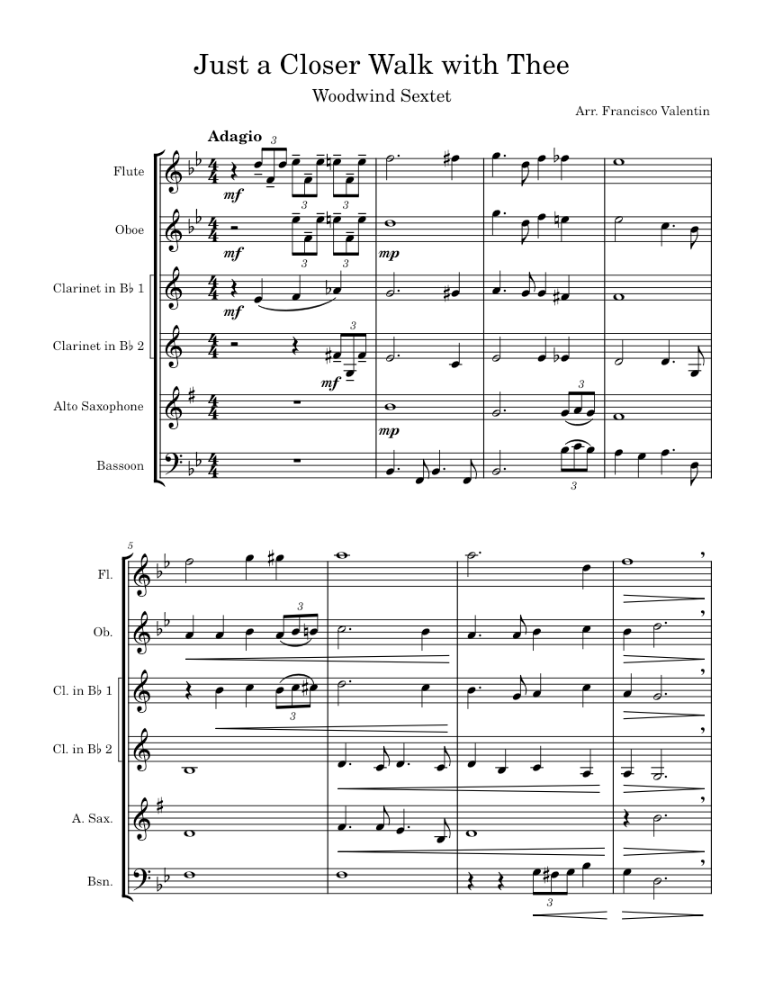 Just a closer walk with thee misc traditional woodwind sixtet closer