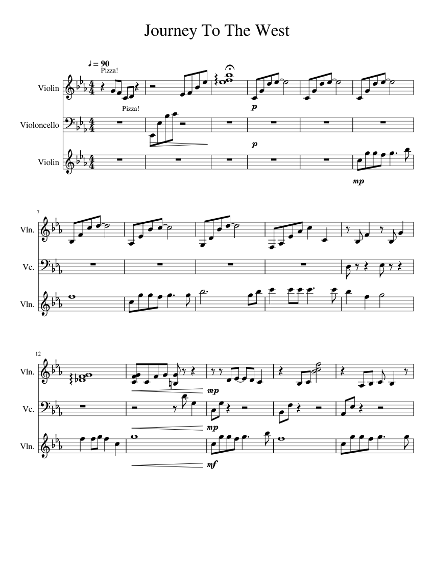 Journey To The West - Princess Mononoke Sheet music for Violin (String  Duet) | Musescore.com