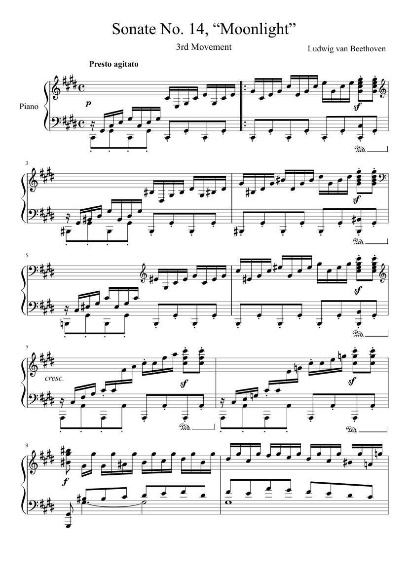 Moonlight Sonata 3rd Movement Sheet music for Piano (Solo) | Musescore.com