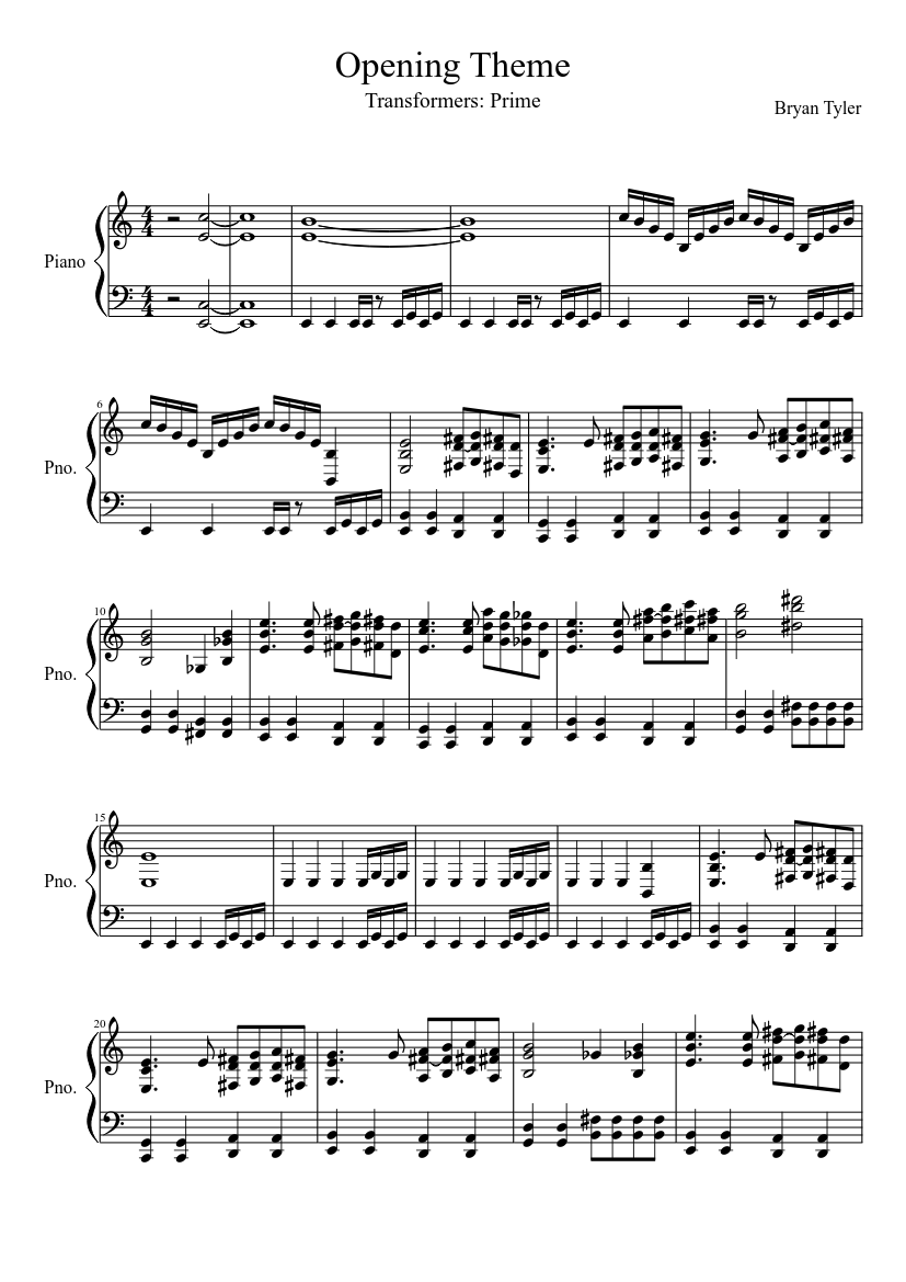 Transformers Prime Opening Theme Sheet music for Piano (Solo) |  Musescore.com