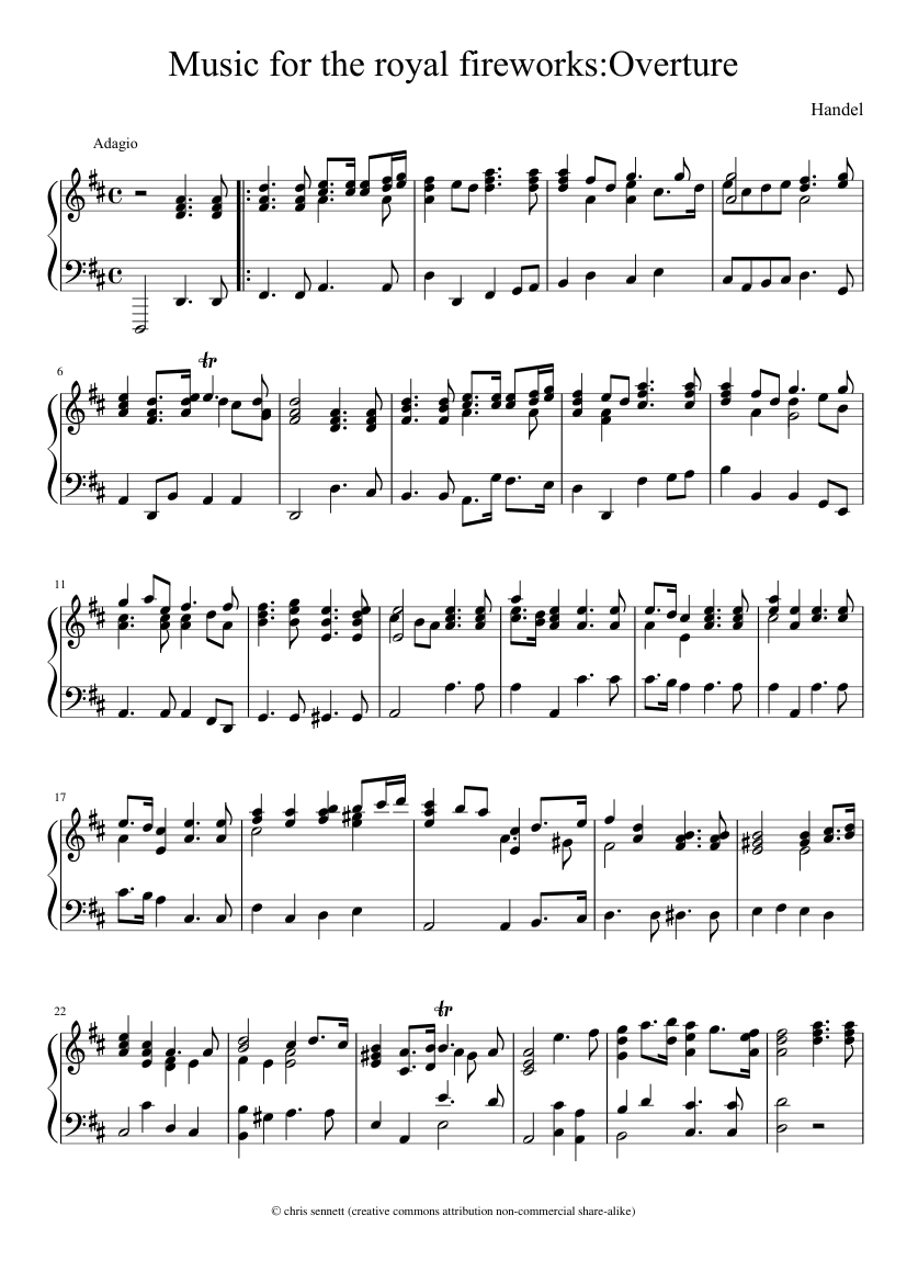 Overture from Music for the Royal Fireworks - Handel Sheet Music