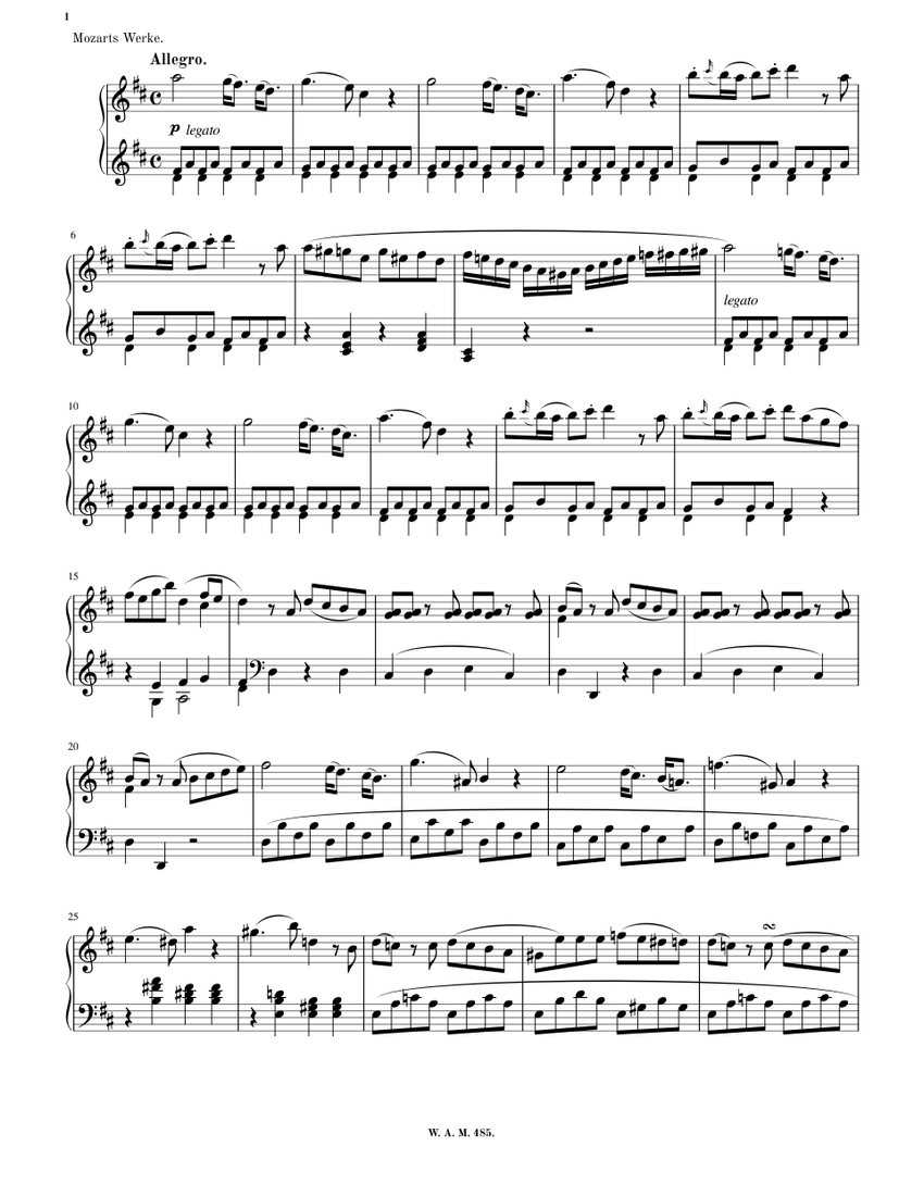 Mozart Rondo In D Major K 485 Professional Production Score Sheet Music For Piano Solo Musescore Com