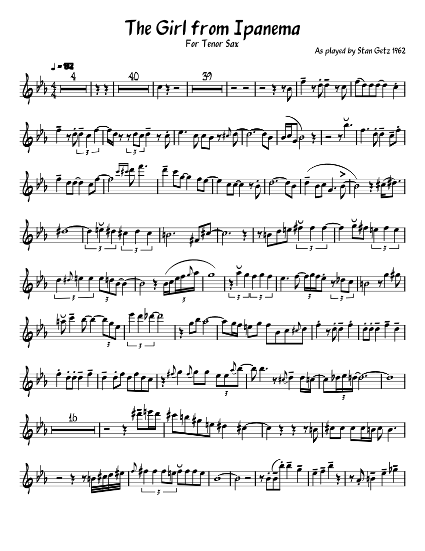 The_Girl_from_Ipanema Sheet music for Saxophone tenor (Solo