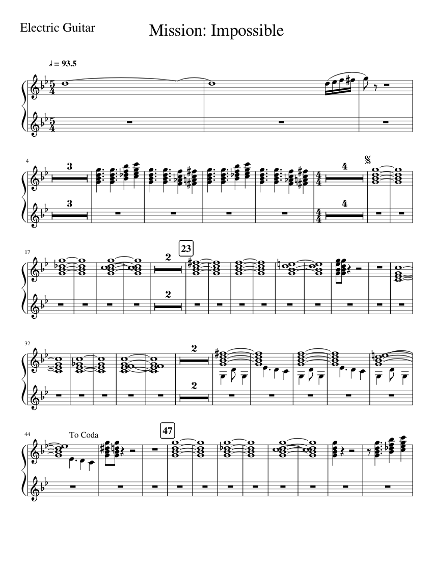 Mission Impossible Electric Guitar Sheet music for Guitar (Solo) |  Musescore.com