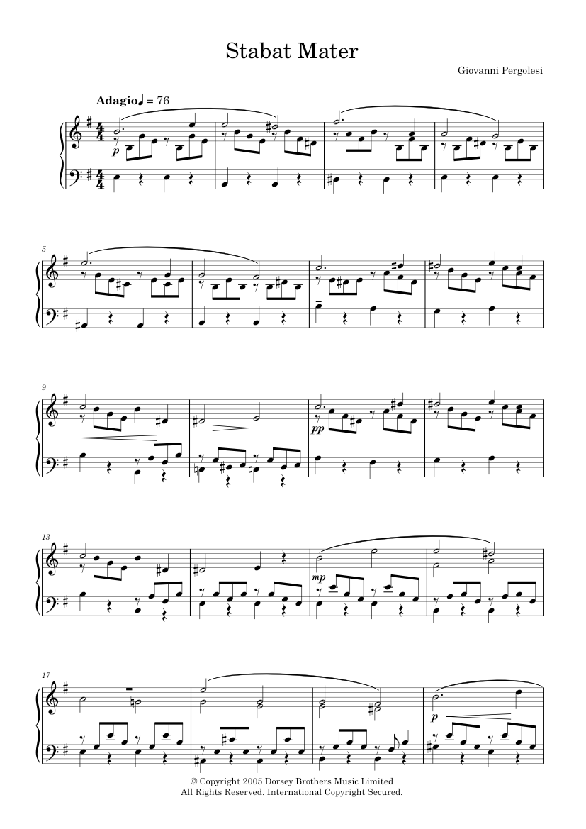 Stabat Mater, P.77 Sheet music for Piano by Giovanni Battista Pergolesi Official | MuseScore.com
