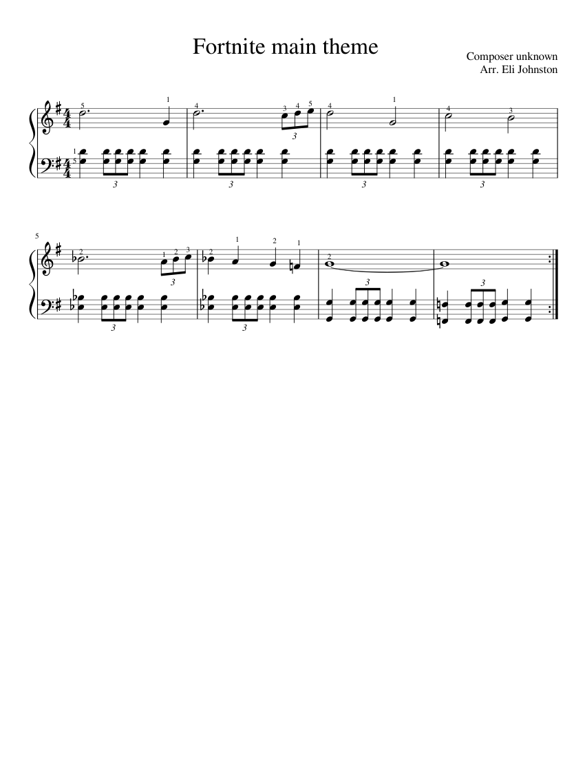 Fortnite main theme Sheet music for Piano (Solo) | Musescore.com