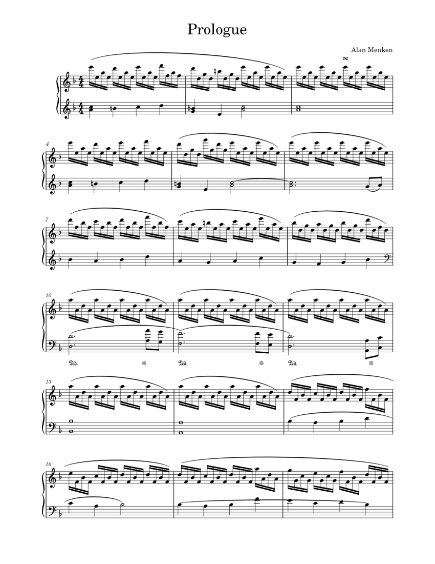 Prologue – Alan Menken Prologue – The Beauty and beast Sheet music for Piano  (Solo) | Musescore.com