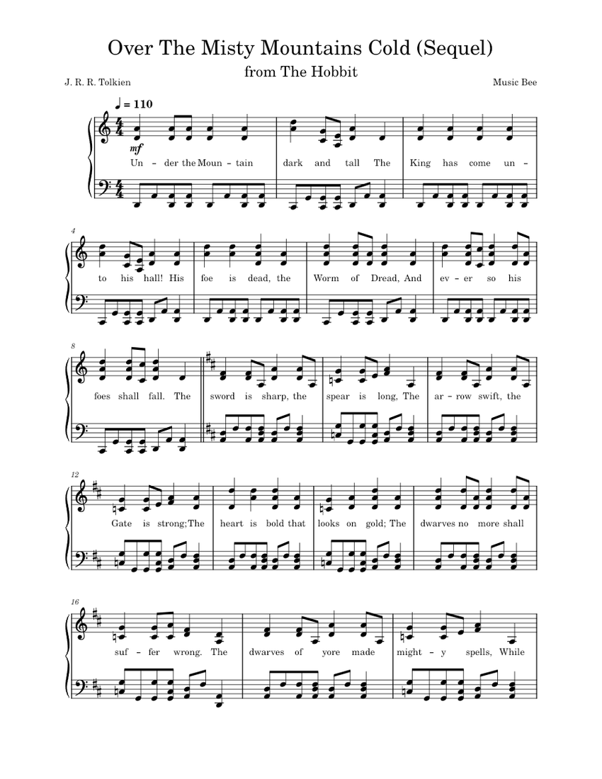 Over The Misty Mountains Cold (Sequel) (from J. R. R. Tolkien's book