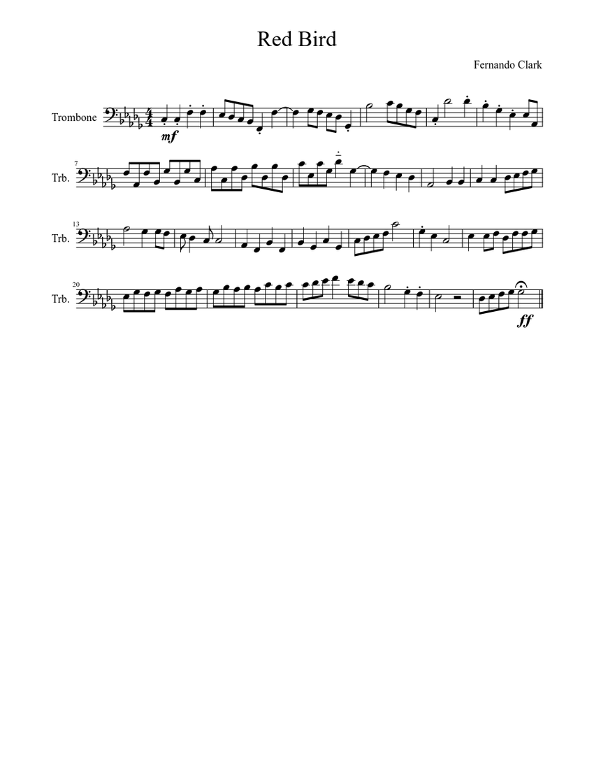 Red Bird Sheet music for Trombone (Solo) | Musescore.com