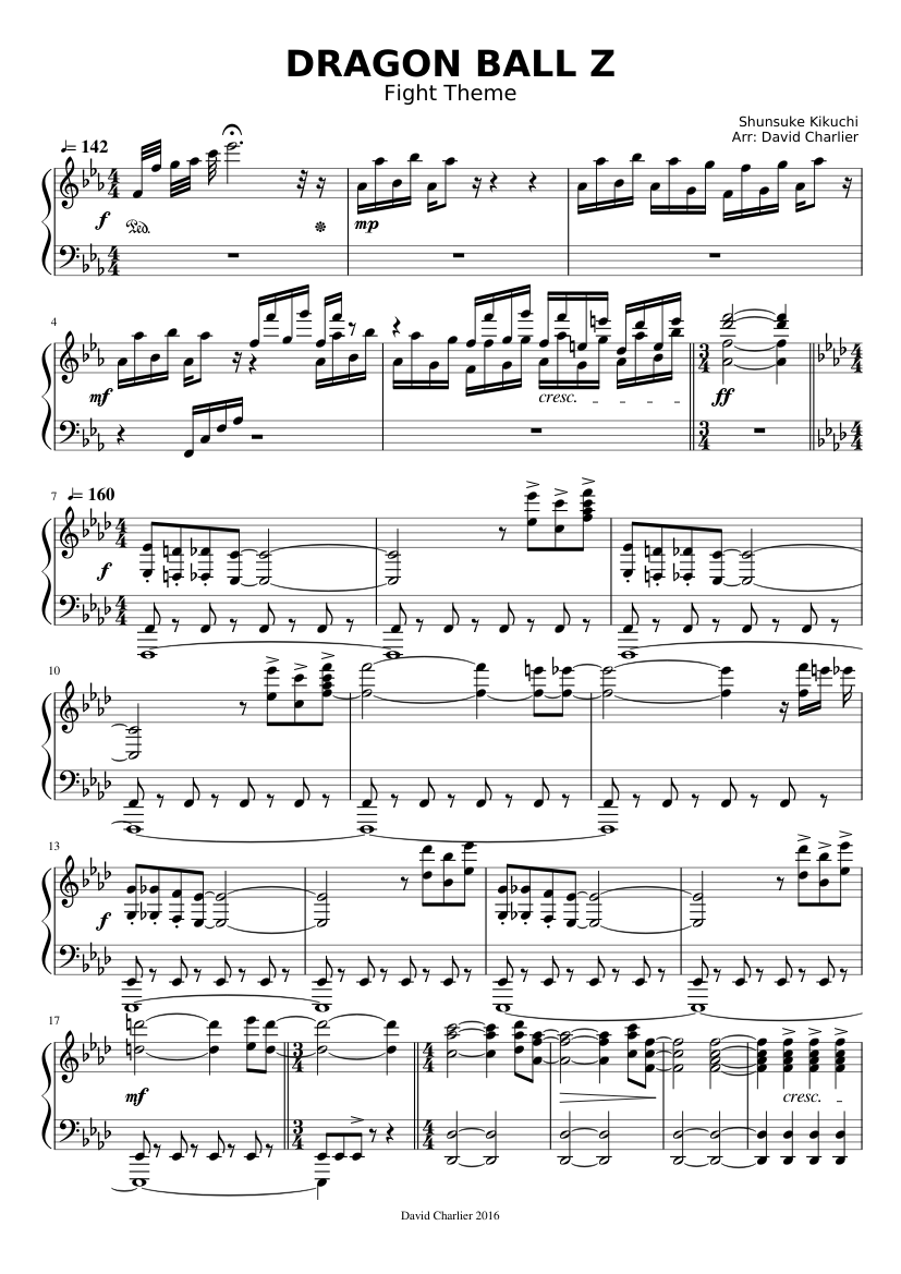 Dragon Ball Z - Fight Theme Sheet music for Piano (Solo) | Musescore.com