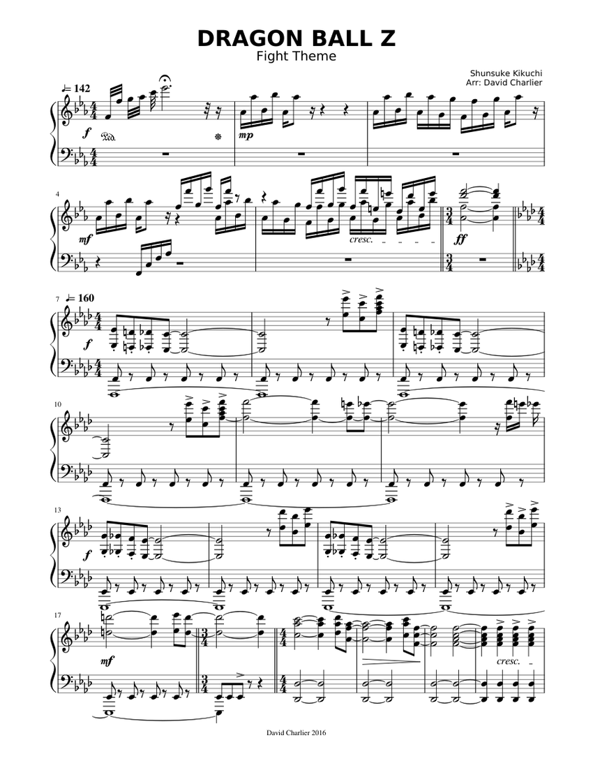 Dragon Ball Z - Fight Theme Sheet music for Piano (Solo) | Musescore.com