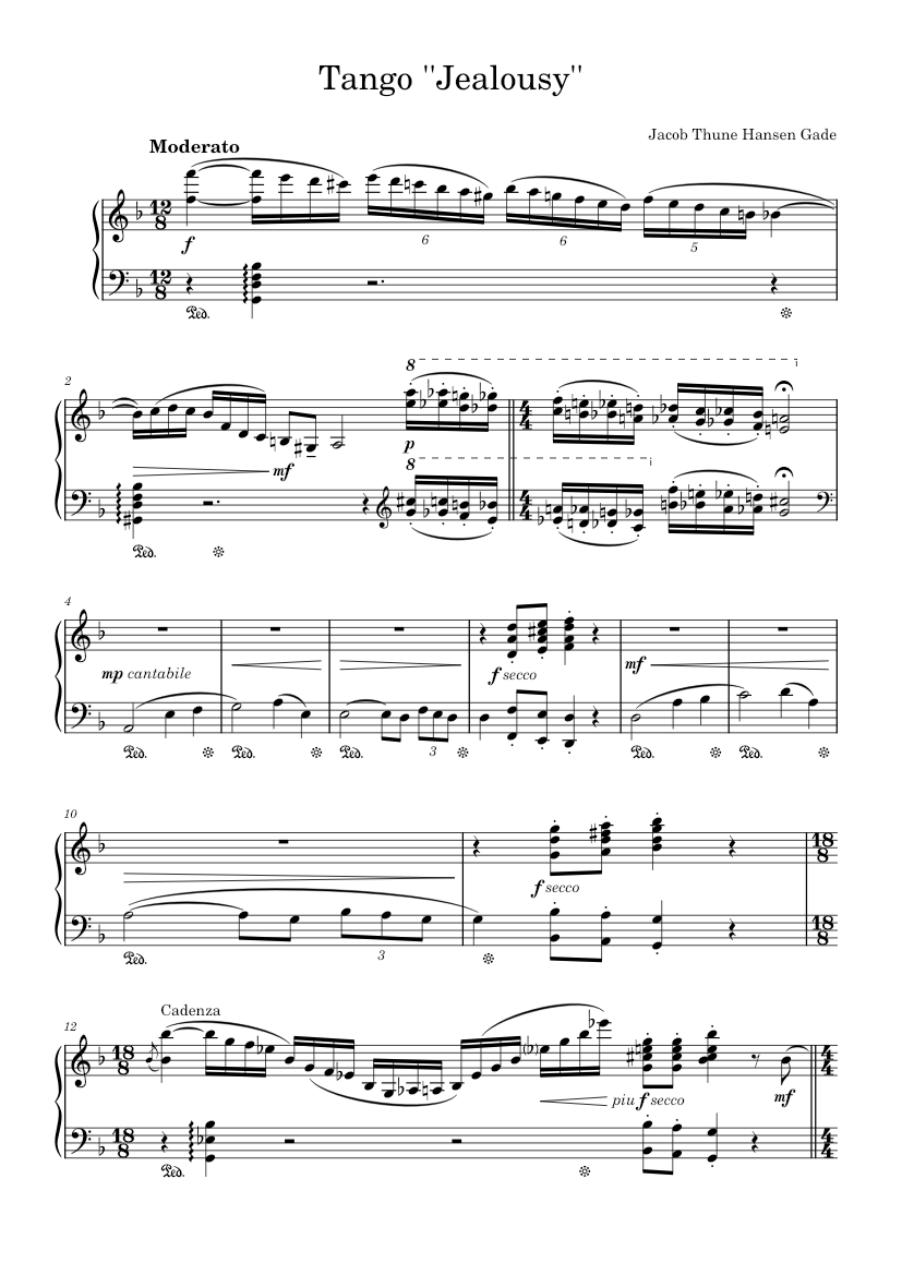 Tango ''Jealousy'' – Jacob Gade Sheet music for Piano (Solo ...