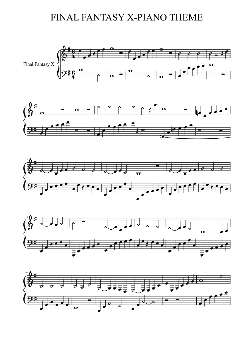 Final Fantasy X ( beginner easy ) Sheet music for Piano (Solo) |  Musescore.com
