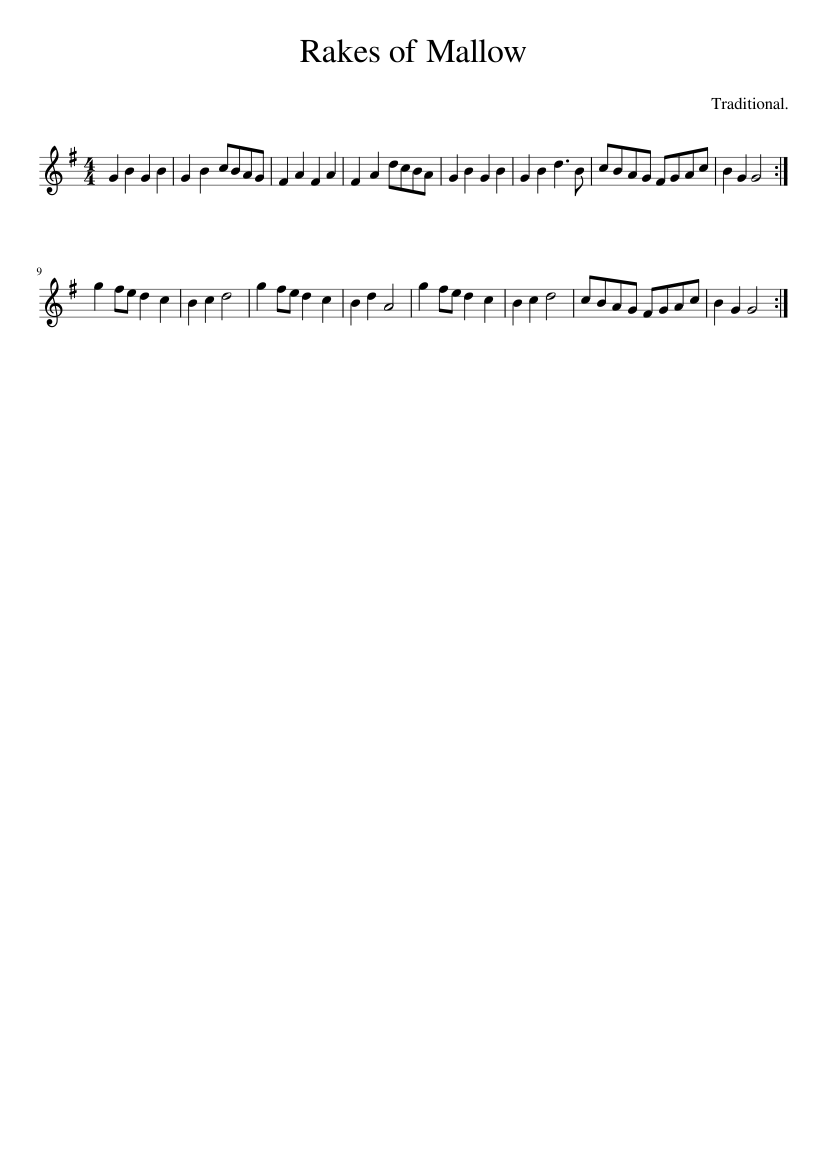 Traditional music Rakes of Mallow Sheet music for Piano (Solo) Easy