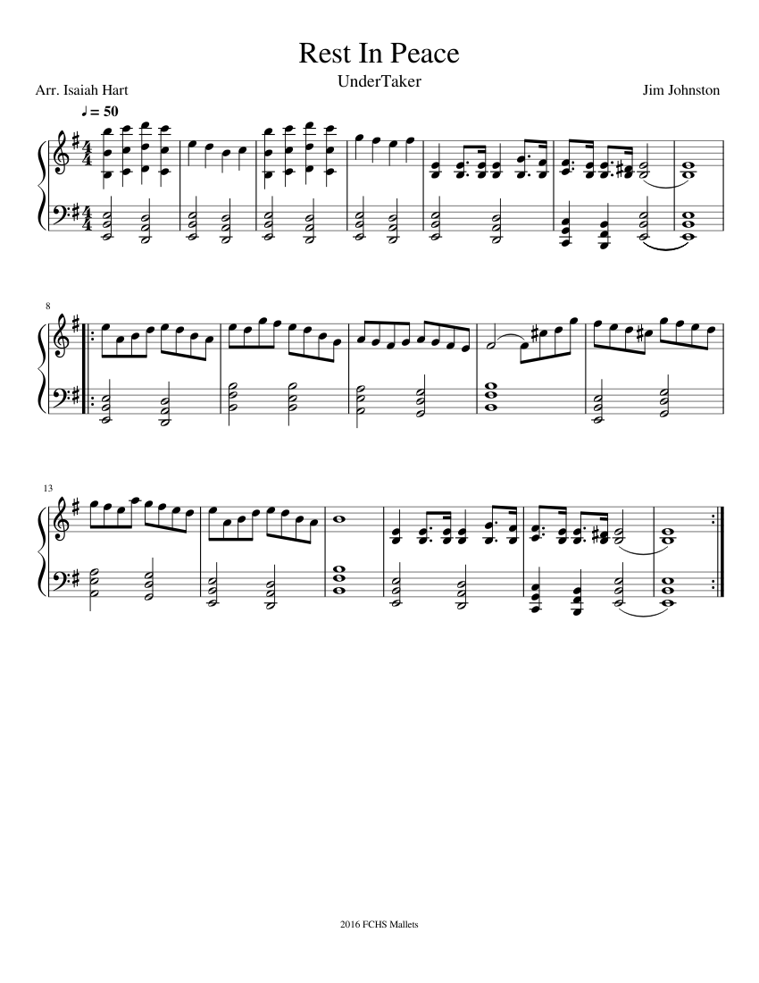Rest In Peace(Undertaker) Sheet music for Piano (Solo) Easy | Musescore.com