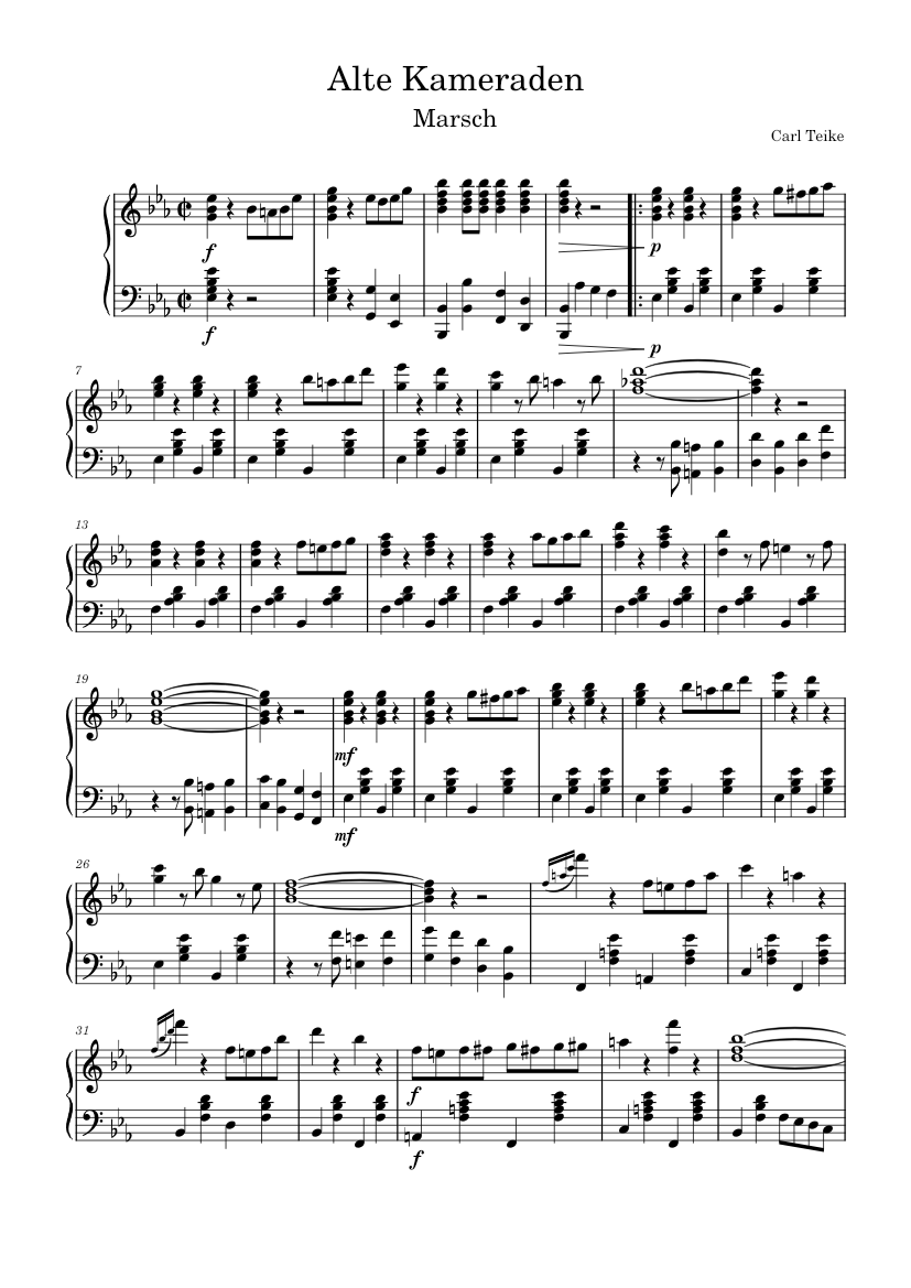 Alte Kameraden – Carl Teike Sheet music for Piano (Solo) | Musescore.com